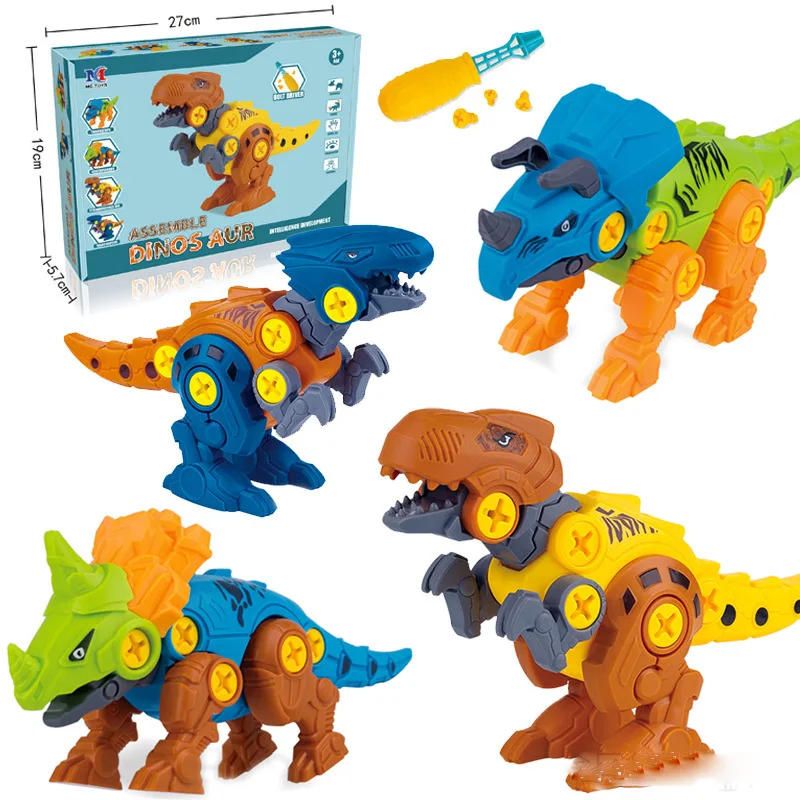 

Combination Dinosaur Building Blocks Velociraptor Tyrannosaurus Triceratops Acanthosaurus Toy Nut Disassembly Toys for Children
