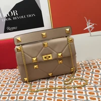 small luxury designer studs handbags womens genuine leather shoulder rivet bags fashion flap chain portable large capacity bags