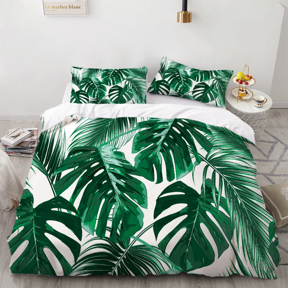 Комплект постельного белья с тропическими растениями постельное белье 3D принтом