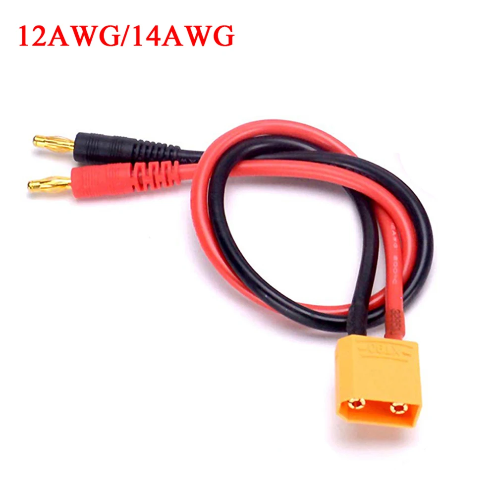 

XT90 To 4mm Banana Plugs Battery Charge Cable Lipo Charger Lead 40cm 12AWG/14AWG For B6