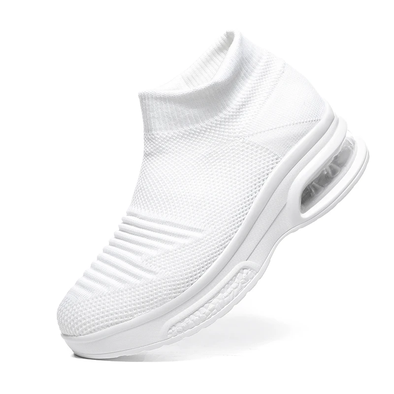 

High Top Sock Sneakers Women Ankle Boots Flat Shoes Womens Vulcanized Slip on Air Cushion Wedge Gift