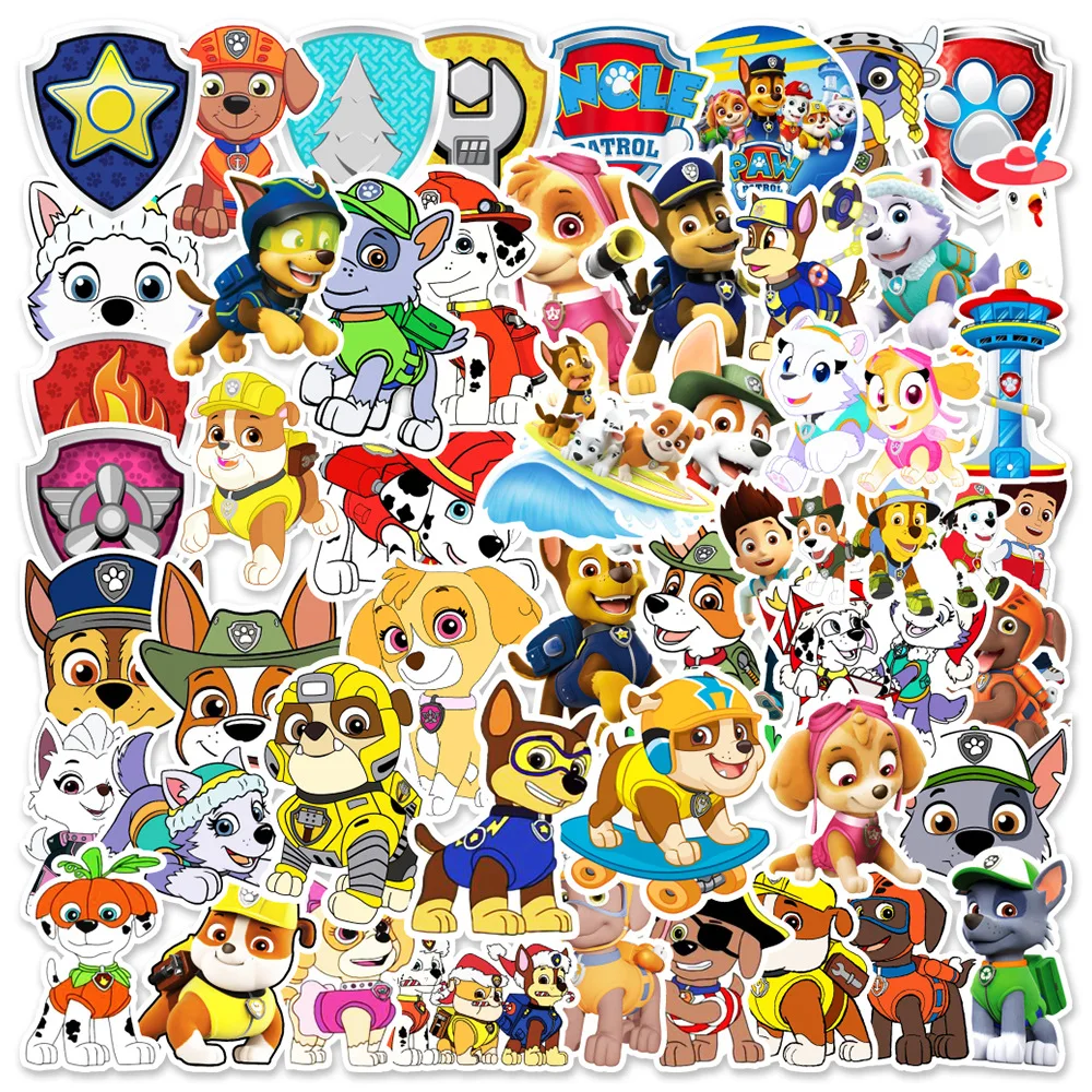 

50PCS Cartoon Anime PAW Patrol Cute Stickers Motorcycle Helmet Skateboard Waterproof Deco Decal Graffiti Sticker Kid Classic Toy