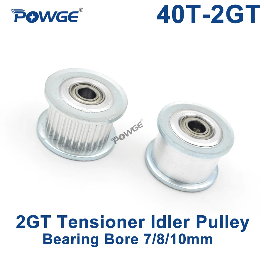 

POWGE 40 Teeth 2GT Idler Timing Pulley synchronous Wheel Bore 7/8/10mm with Bearing for Width 10mm GT2 Open belt 40T 40Teeth