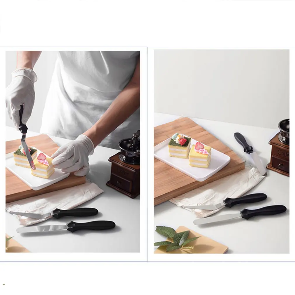 

3pcs Blade Angled Espatula Spatula Cake Icing Spatula Smooth Filling Tool Cutter Set Wedding Valentine Baking Pastry Tool