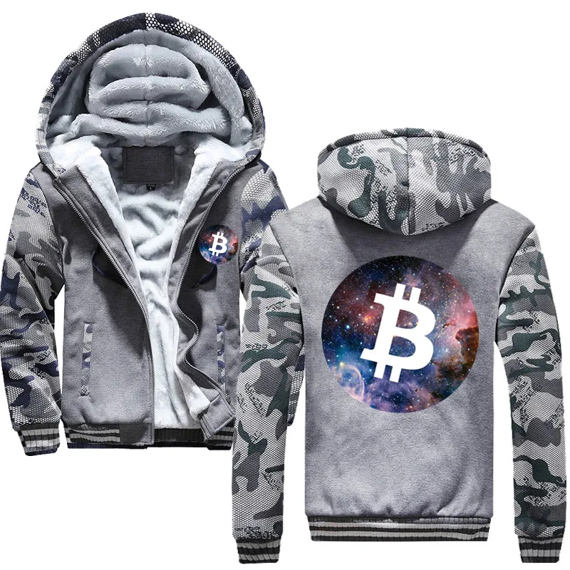 

Биткоин пространство флис мужская толстовка зима толстые толстовки Повседневный Кардиган с капюшоном модные куртки пальто на молнии 5xl