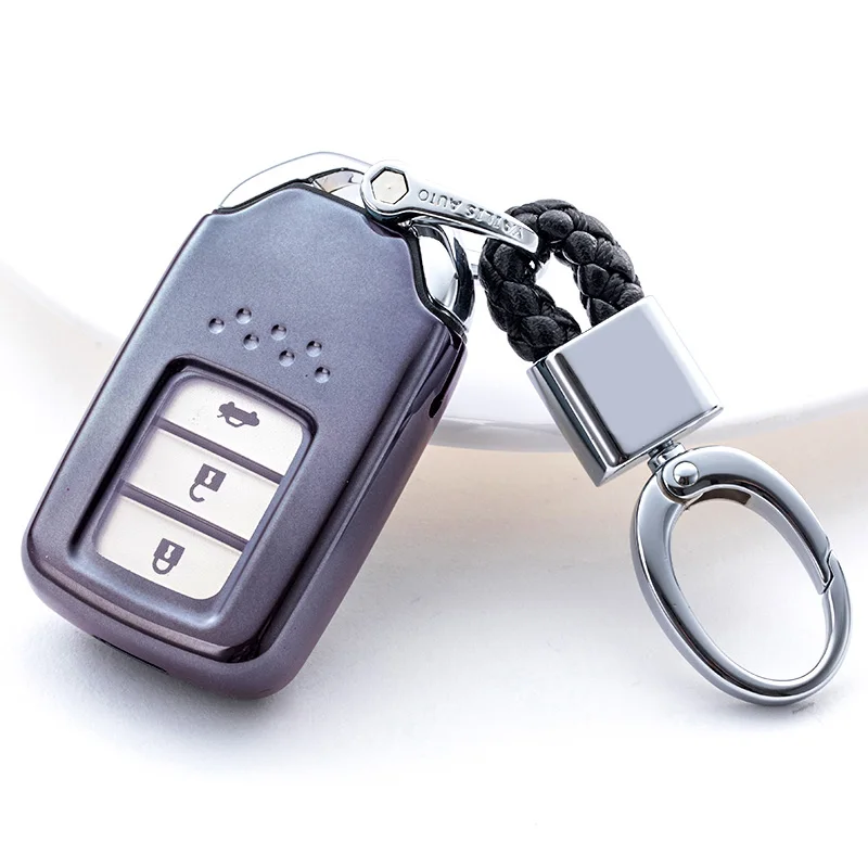 PURPLE-BUCKLE Мягкий защитный чехол для ключей из ТПУ для Honda ELISION CIVIC JADE SPIRIOR ACCORD ODYSSEY, стильный защитный чехол для автомобиля - Название цвета: PURPLE-BUCKLE
