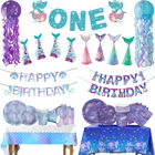 Одноразовая посуда русалка, украшение для дня рождения, праздника русалка для девочек 1-9 лет, праздничные принадлежности для будущей мамы