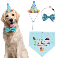 dorakitten 1pc dog birthday bandana cute dog bandana with dog birthday hat dog bow collar clothing accessories pet supplies