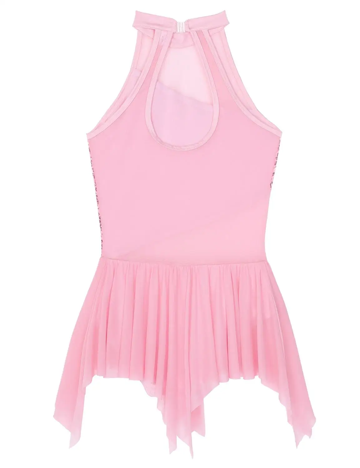 Женский костюм для гимнастики трико балета и танцев ассиметричная сетчатая юбка