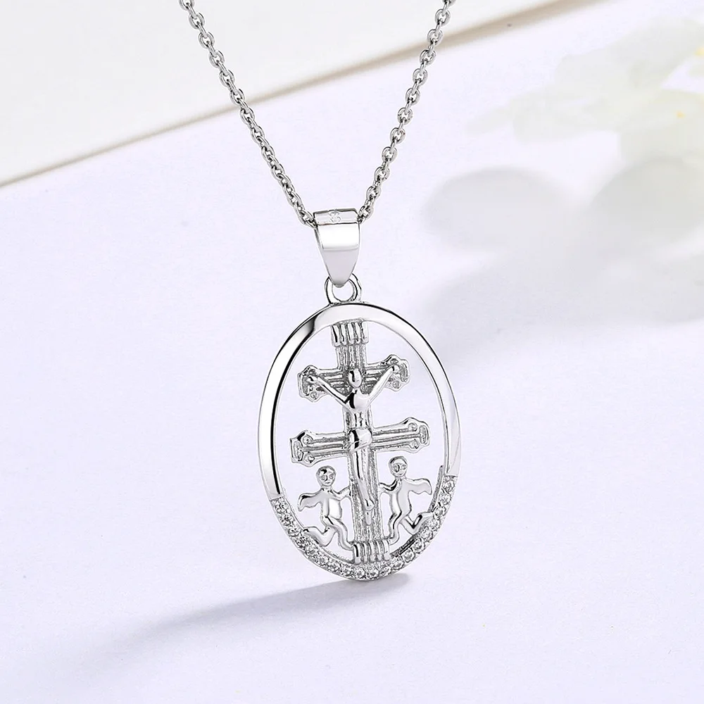 

Классическое ожерелье из серебра 925 пробы с Иисусом, ожерелье с крестом, христианские украшения, ожерелье с подвеской трех размеров