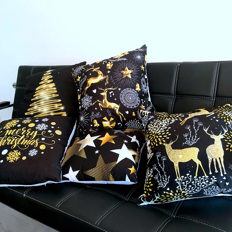 Черный Рождественская Подушка Чехол подушка со снеговиком чехол рождественские