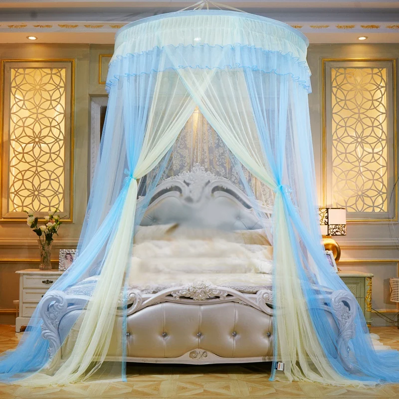

Подвесная купольная москитная сетка для кровати, двухцветный навес для кровати, двойной Противомоскитный домашний текстиль, Декор, накидка...