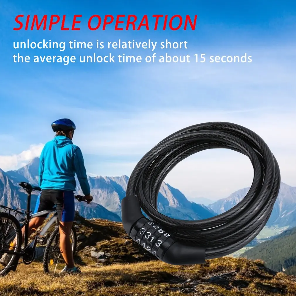

Bicycle Lock Code Key Locks Bike Cycling Password Combination Security Steel Wire Locks Bicycle Accessories
