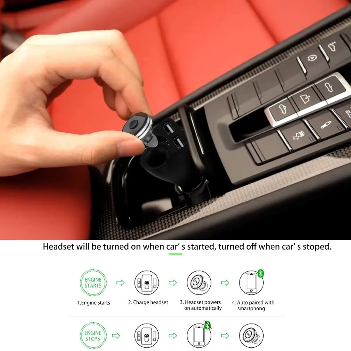 Автомобильное зарядное устройство с двумя портами беспроводные