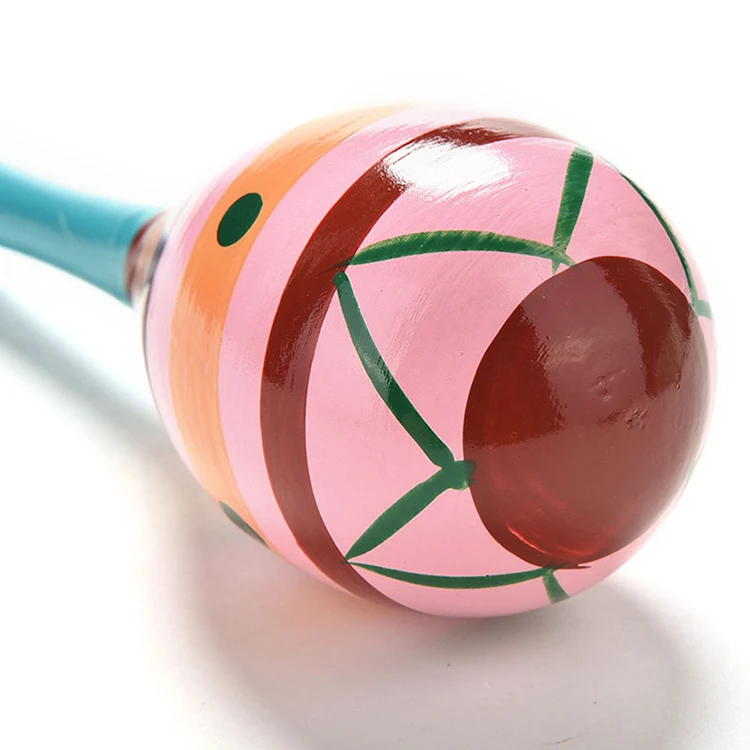 12cm Baby Kids Wooden Ball Toy Sand Hammer Rattle Musical Gift Infant Toy Percussion Children Instrument O5Q7