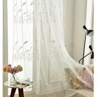 white embroidery wheat tulle curtains for bedroom window screens fashion sheer voile for living room kitchen yarn