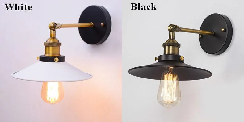 Винтажный настенный светильник в стиле ретро черный зонт железный