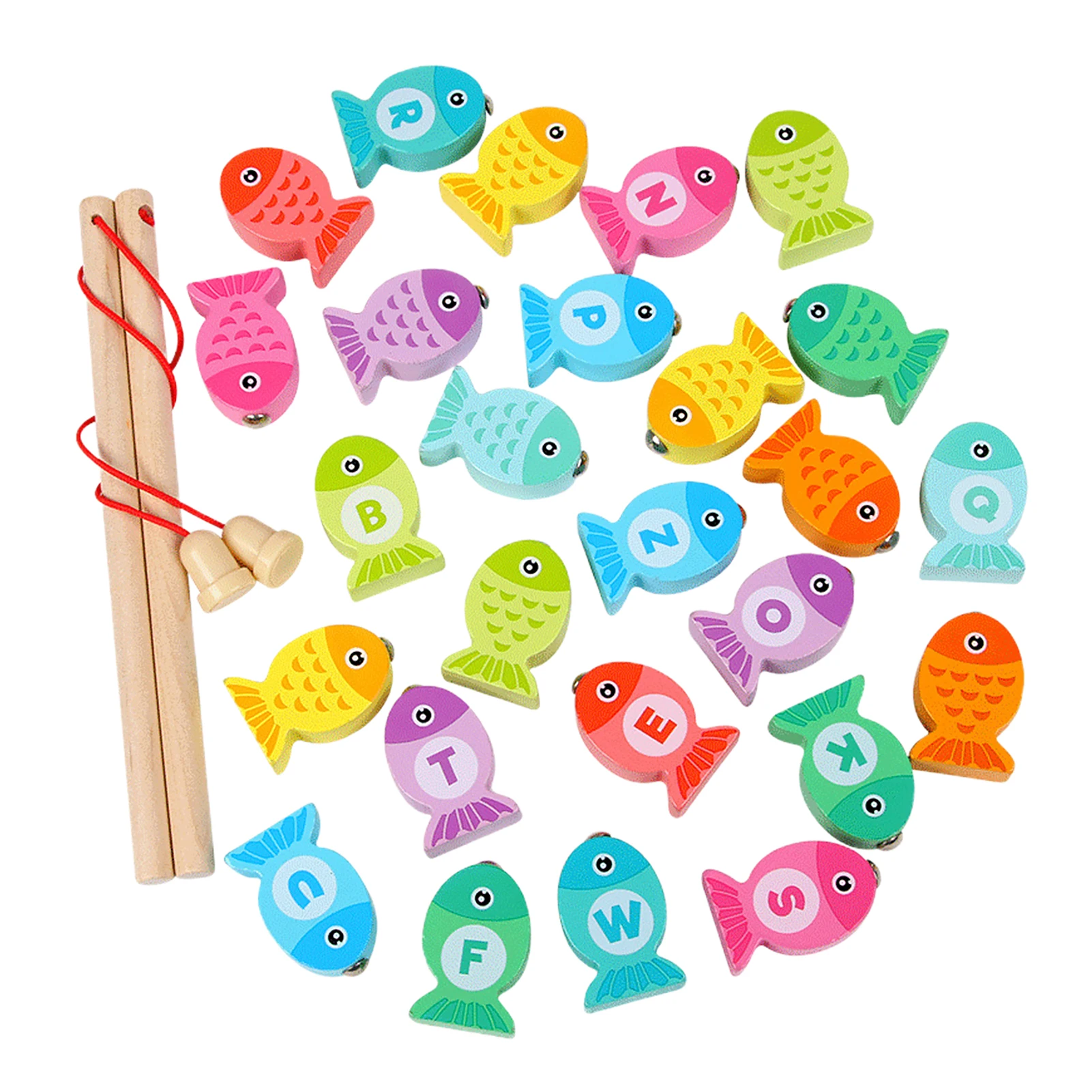 

Baby Kids Hand Eye Coordination Letter Digital Montessori Color Sorting Fun Home Wooden Toy Preschool Fishing Game Education