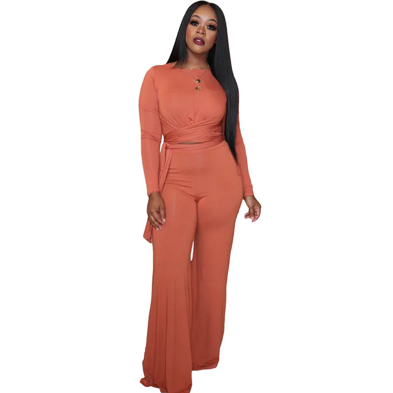 

Женский однотонный пуловер с длинным рукавом, бандажный Повседневный длинный пуловер из полиэстера с поясом на резинке, комплект из двух пр...