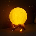 Стильная лампа для чтения, прикроватная Настольная лампа с 3D рисунком Луны, светодиодный ночник, сенсорный светильник для дома, украшения детской комнаты