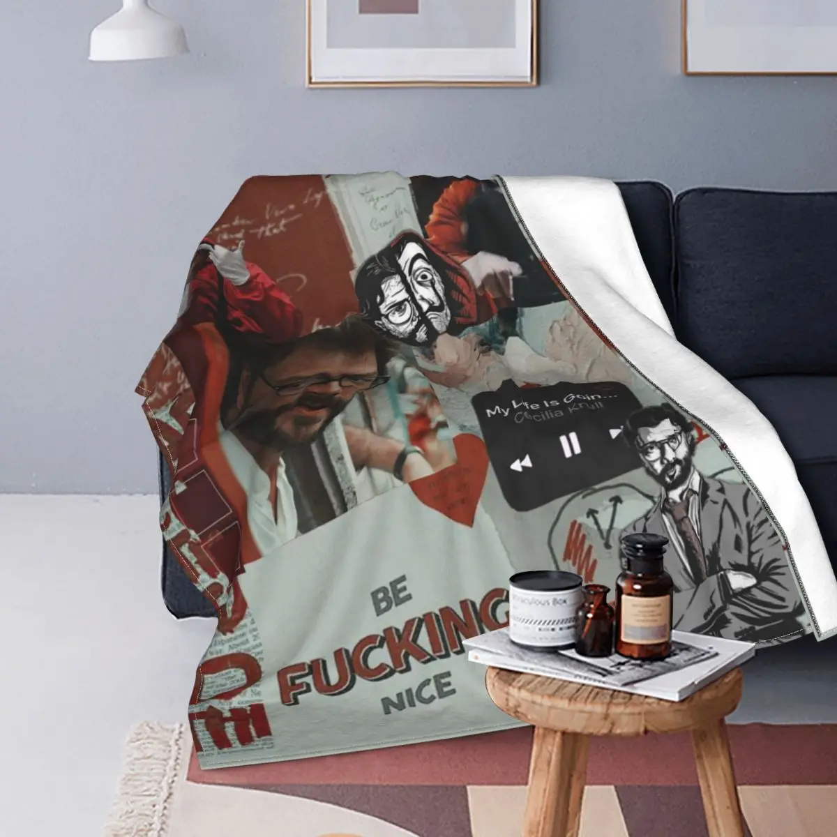 

Manta De franela De La Casa De Papel, ropa De cama portátil, suave y cálida, cubrecamas Bella Ciao