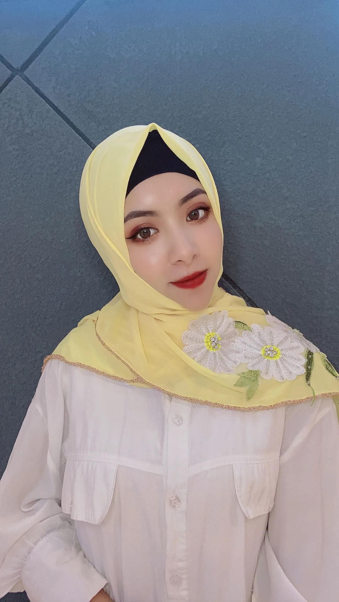 Роскошный вышитый цветок хиджаб шарф для вечеринок простые шифоновые длинные