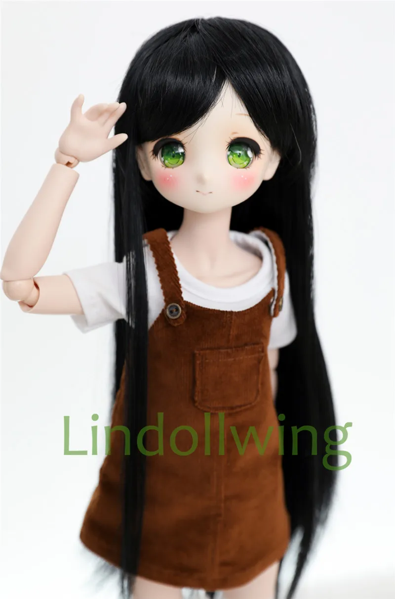 1/3 BJD парик Pullip Dal DD SD LUT Dollfie кукла парик высокотемпературные волосы 8-9 дюймов длинный парик черные волосы