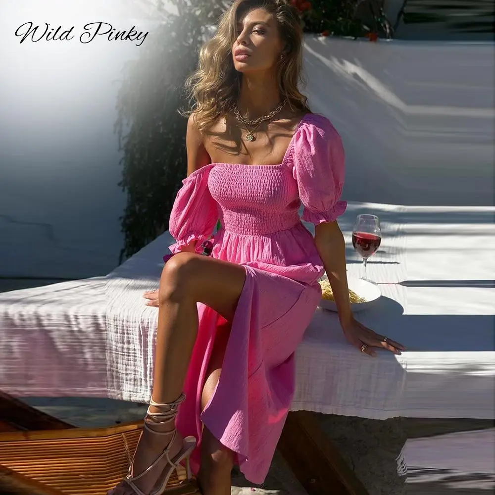 Платье WildPinky женское длинное однотонное с открытой спиной пикантное Клубное