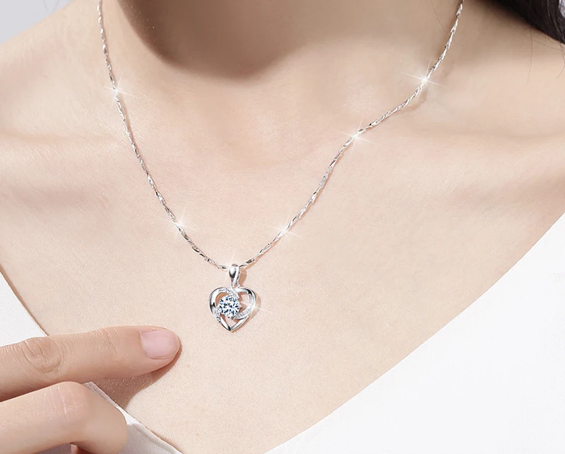 

Infinity Love Heart Silver Pendant Necklace 925 Sterling Silver Choker Statement Necklace Women Silver 925 Jewelry With Gift Box
