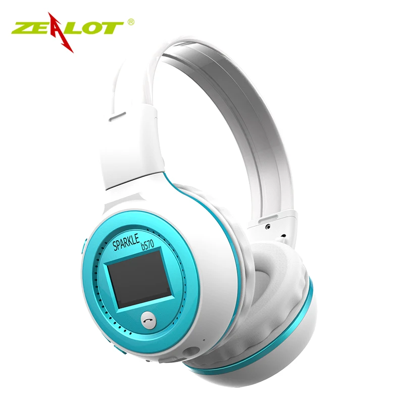 Zealot B570 мощные басовые наушники складные Hi-Fi стерео беспроводные ЖК-дисплей экран гарнитура Поддержка FM радио Micro-SD карта