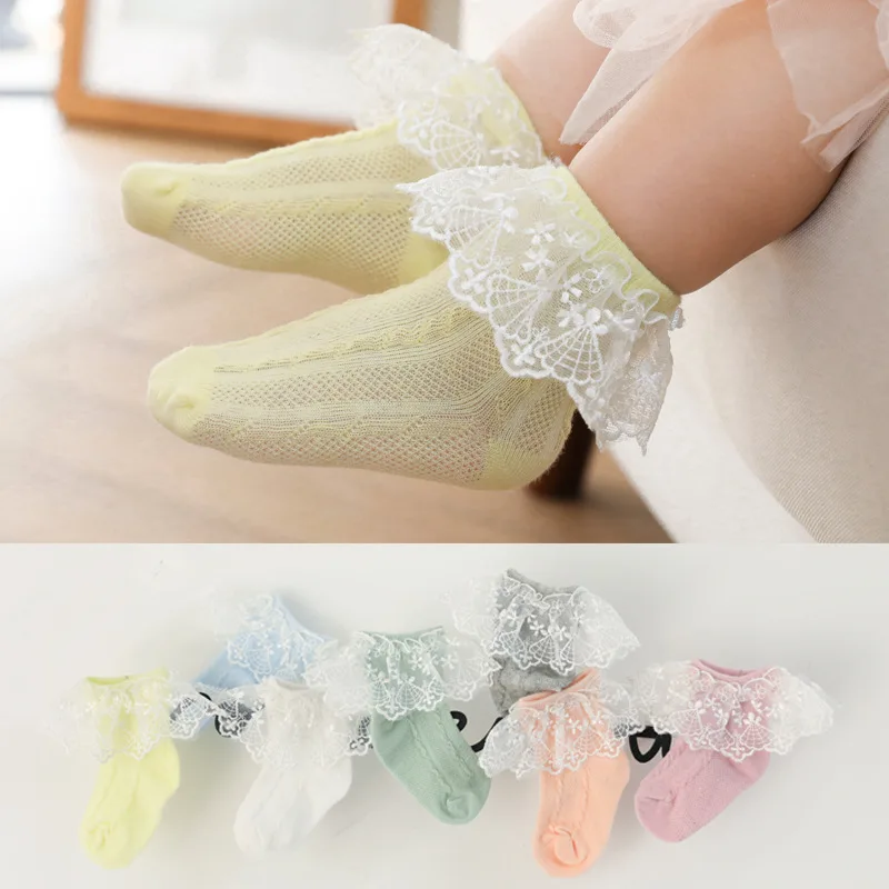 AiKway Newborn Baby Socks Lace Mesh Princess Girl Children Thin Cotton Clothing |
