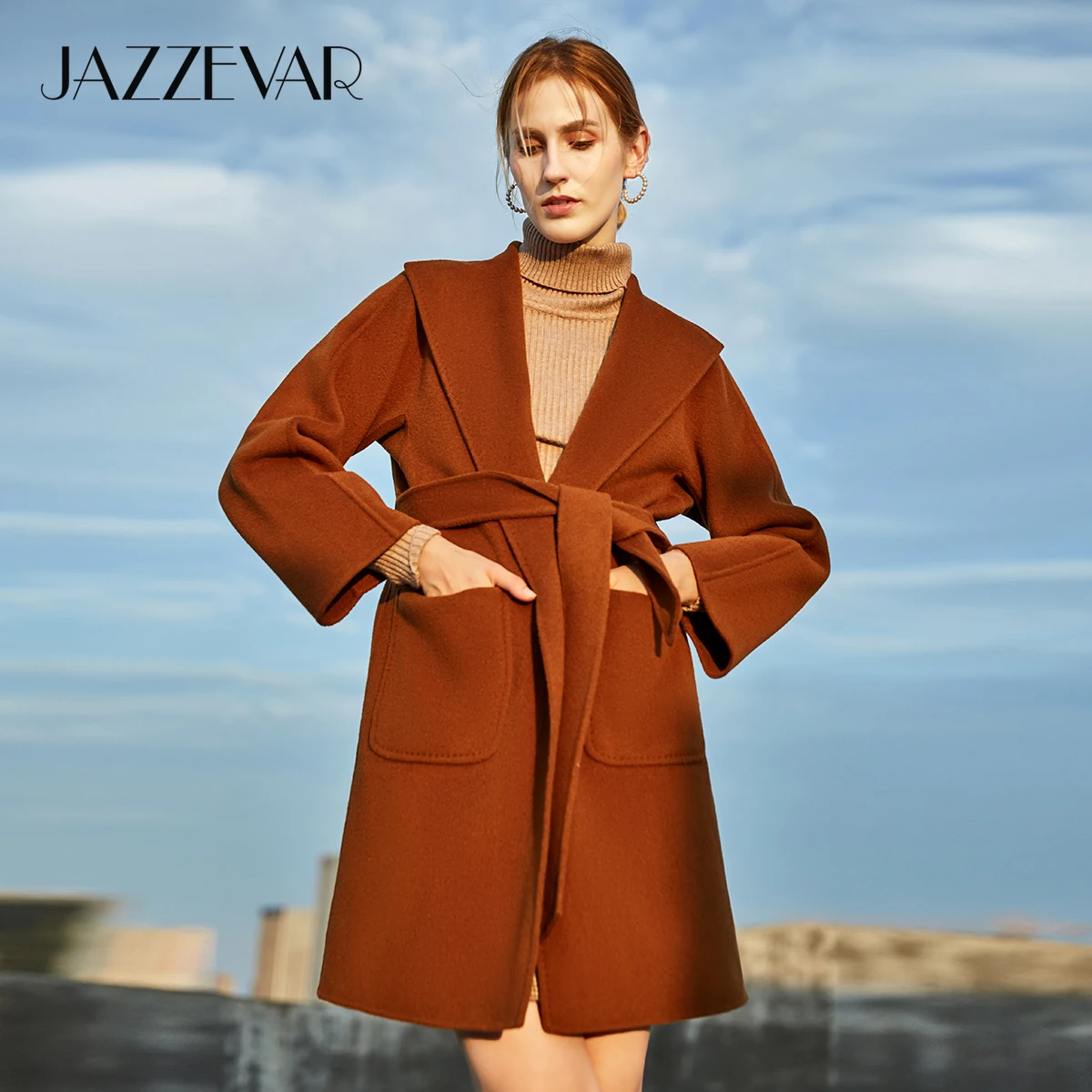 JAZZEVAR 2020 новые женские классические кашемировые пальто ручной работы Женская
