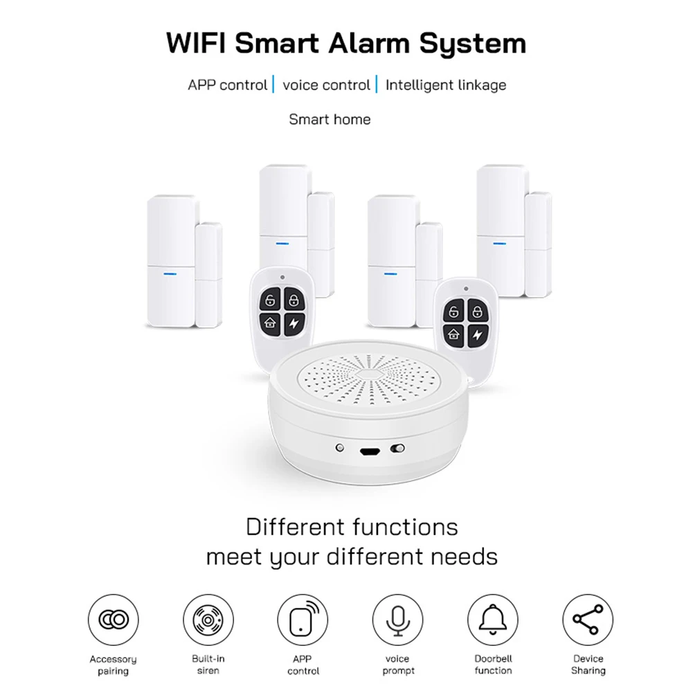 

Smart Tuya Wifi Door Sensor Open/close Detector Wifi App Notification Alert Alarm Support With 4 Door Sensors