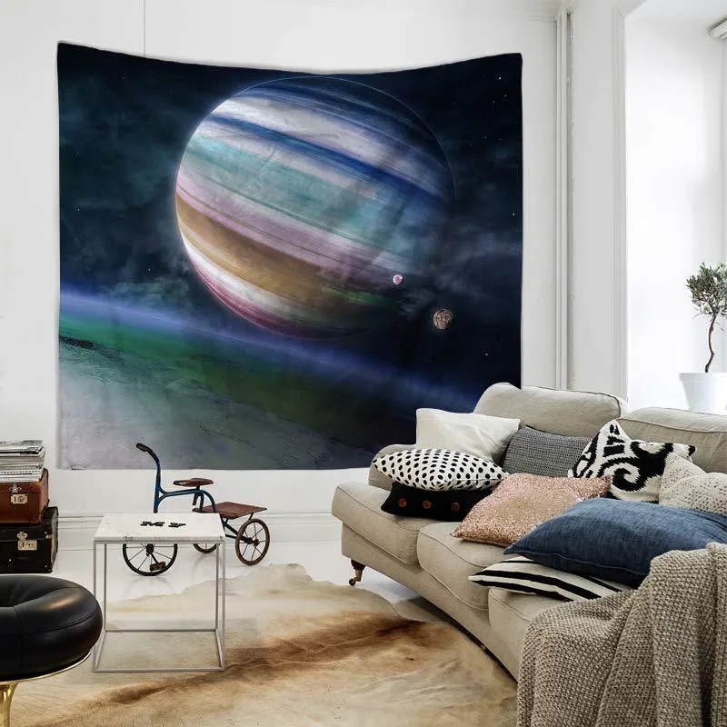 Настенный гобелен с изображением неба вселенной солнца луны и земли пляжное