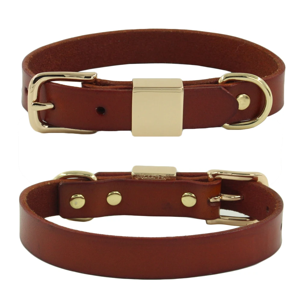 Ошейник для собак из натуральной кожи кожаный верхний слой однотонный больших и