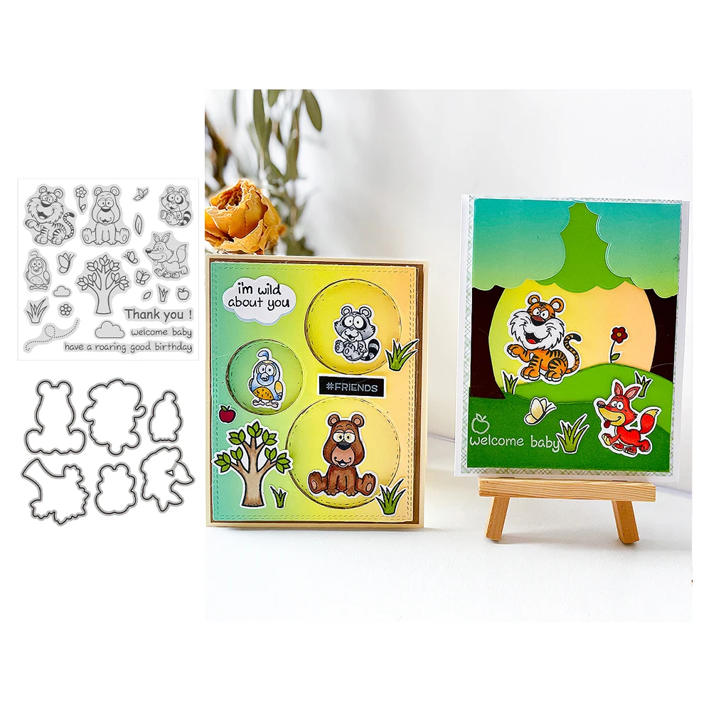 

Raccoon Animal Party Clear Stamps and Cutting Dies for Crafts Scrapbooking / Card Making / Kids Fun Decoration Stamp Supplies