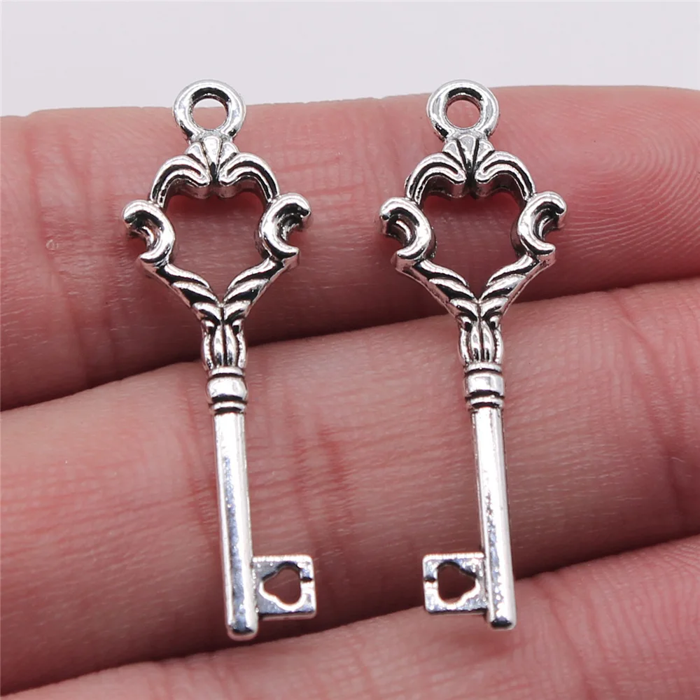 

10pcs 12x35mm Antique Silver Color Key Charms For Jewelry Making B15052