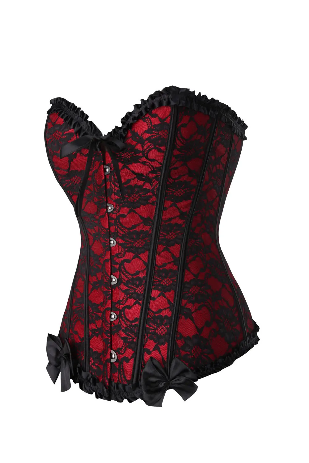 Пикантный жаккардовый корсет-бюстье из парчи Женский облегающий корсет черная