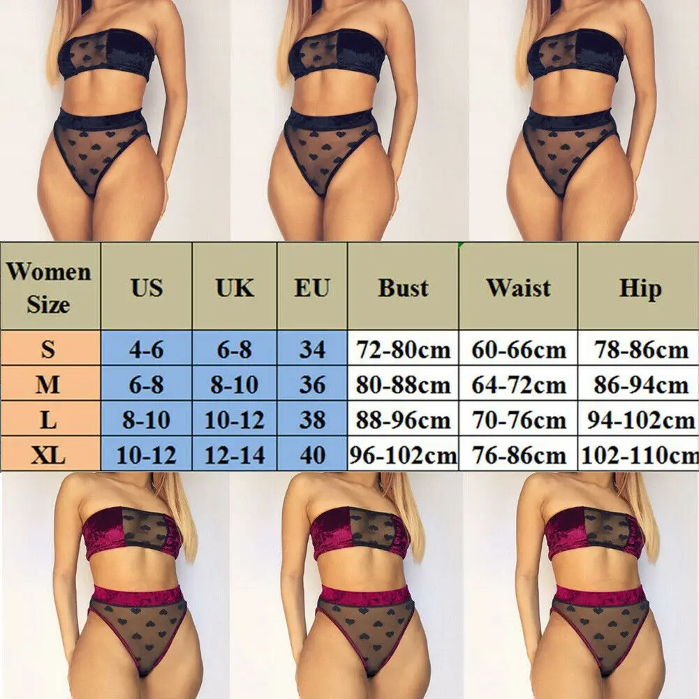 

2PCS Bikini Cover Up Beachwer Sexy Women Lace Babydoll Underwear Nightwear Sleepwear G-string Set NEW