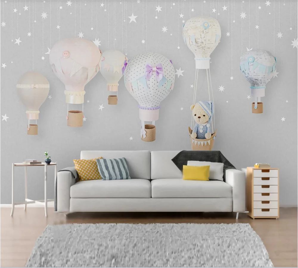 Custom 3D wallpaper mural Nordic simple hand-painted cartoon balloon children's room background wall | Обустройство дома