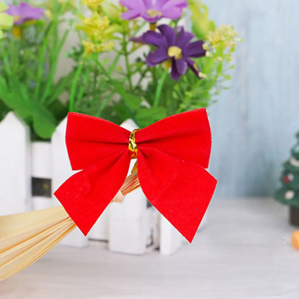 

12 шт./компл. рождественские банты, подвесные украшения, золотой, серебряный, красный бант, украшения для рождественской елки, новогодние, рож...