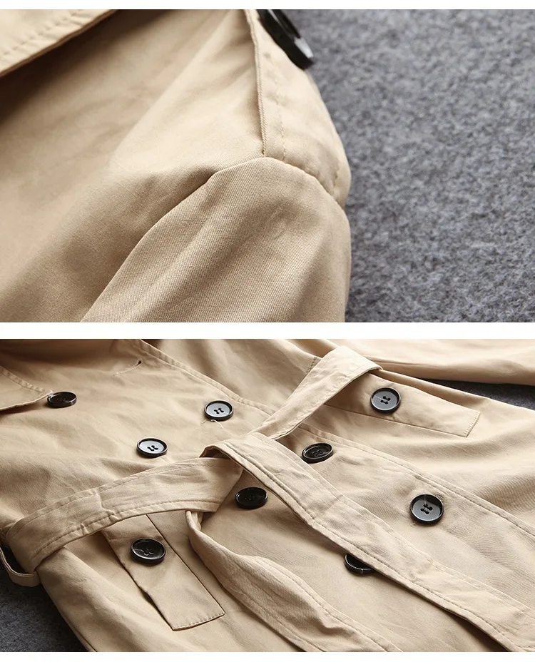 

Outwear Slim Double Breasted Trench Coat Women Long Casual Wild Women's Windbreaker Spring Splicing Trench Coat With Belt E132