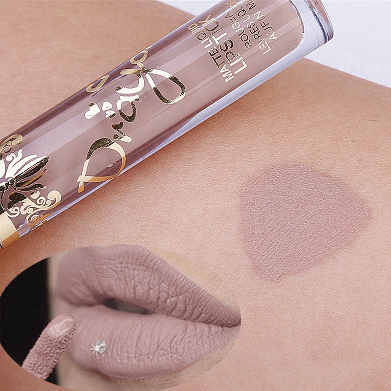

Matte Nude Light Purple Liquid Lipstick Lip Glaze Velvet Lip Biting Matte Waterproof Non-stick Cup Non-fading Nude Earth Color