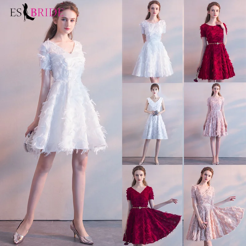 Белое простое Новое поступление Короткие вечерние платья для студентов