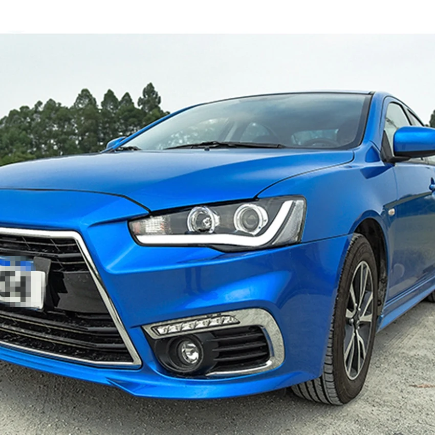 VLAND завод для автомобильных фар для Lancer светодиодный головной фонарь 2010 2011 2012 для Evo X головной свет с поворотным сигналом+ глаза ангела