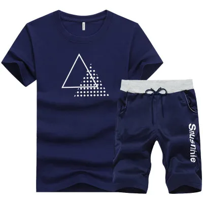 

Высокое качество для мужчин с принтом в полоску с короткими рукавами летний комплект с шортами футболка спортивная спортивный костюм