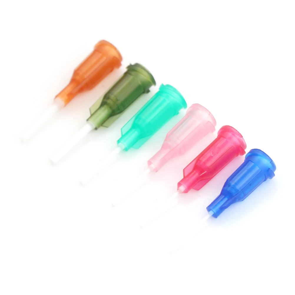 

6pcs 6Colors DIY Plastic Mixed Syringe Needle Tips Blunt Dispensing Syringe Flexible Tip 14-25Ga for Glue Dispenser