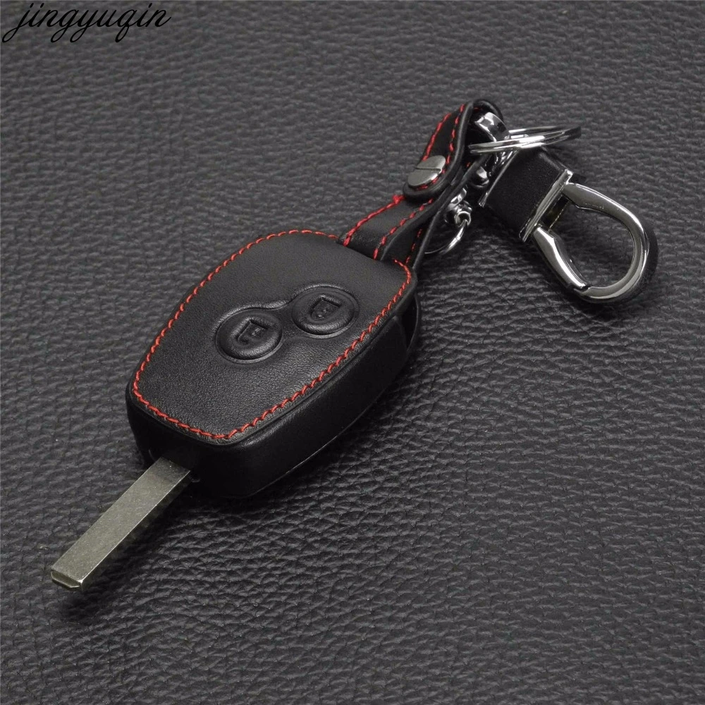 Дистанционный 2 кнопки Кожаный Автомобильный держатель для ключей на сумку чехол