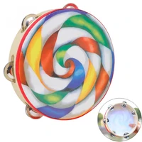 8 inch colorful lollipop tambourine drum round percussion pvc hand drum for children instrument accessories