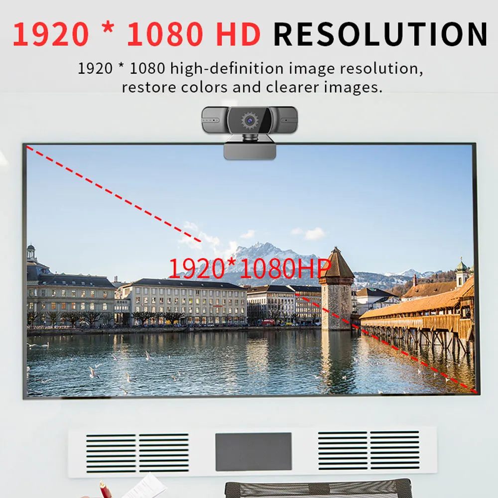 

New Video Camera 1080P With Auto Focus Computer Camera Built-In Microphone For Video Call For PC Laptop & Home Security
